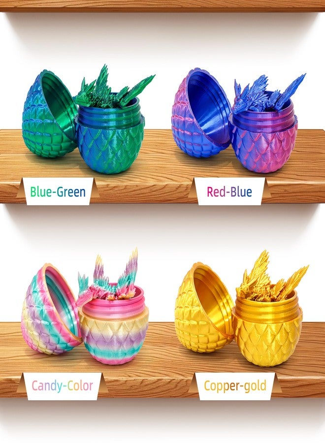 Flavery 4 Pack 3D Printed Dragon Egg - Small Egg with Wings Dragon Inside, 3D Printed Fidget Toys, Surprise Toys for Gift, Desk Executive Pet, Figurine Decor - Image 3